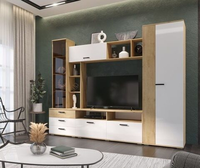 Гостиная КР Дуб Вотан / Белый глянец