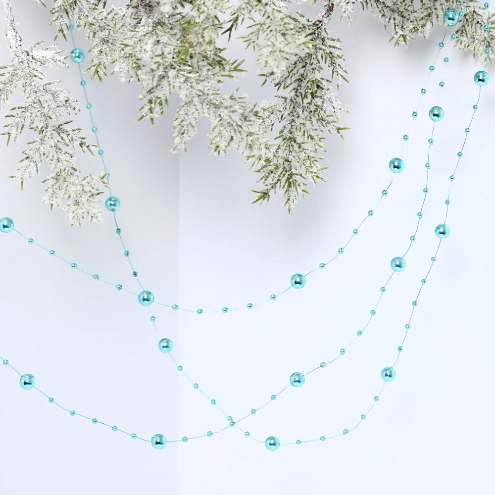 Бусы на ёлку 2м «Роса» d-7,5мм, Голубой