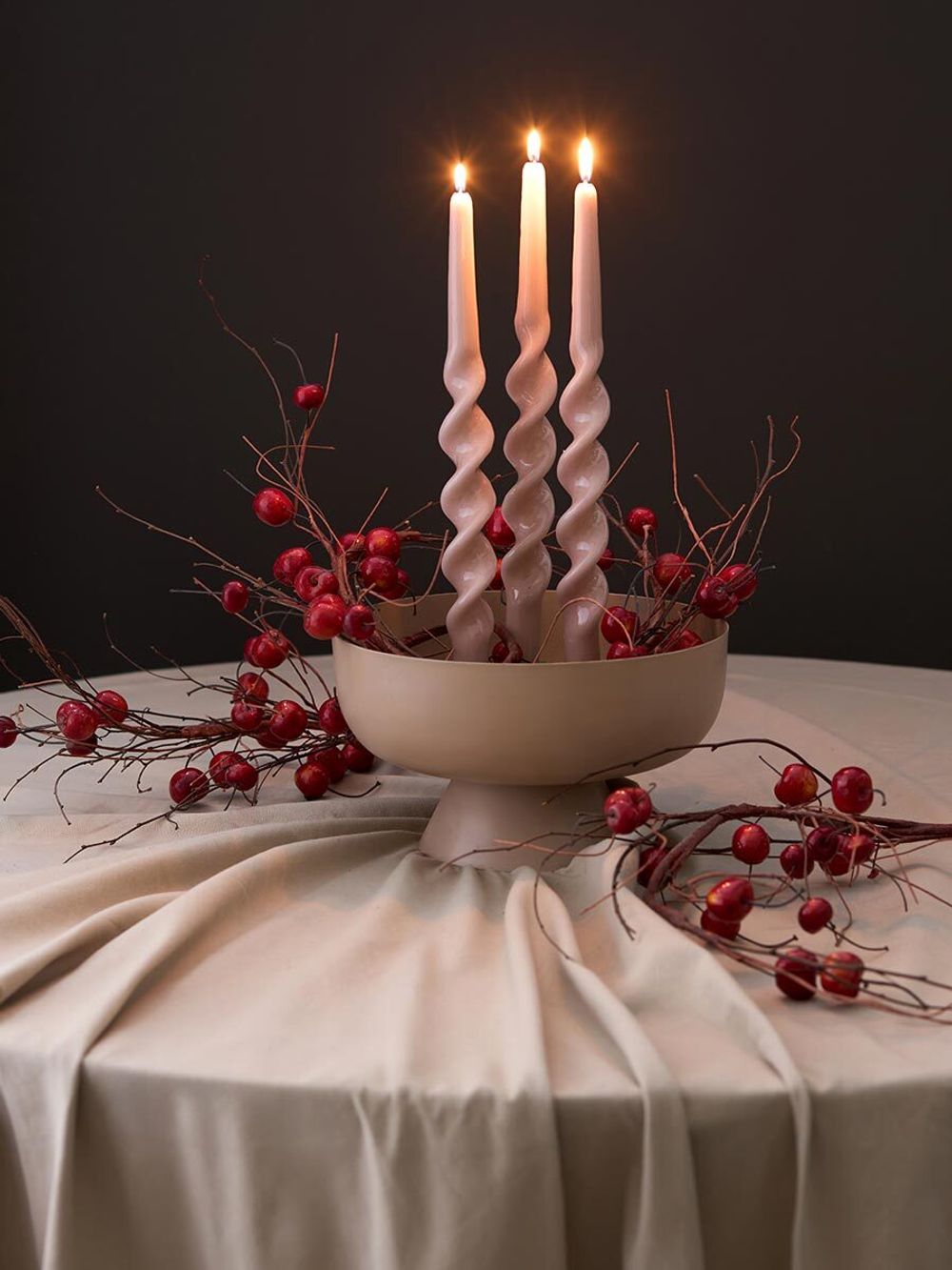 Набор из двух свечей цвета пыльной розы из коллекции Essential, 35 см