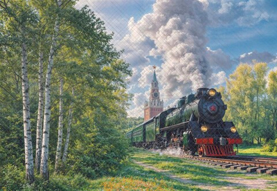 Паровоз (березы) - фон неопреновый