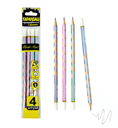 Карандаш ч/г HB "Пастель" трехгран, заточенный, без ластика, дерево РА004 (Профи-Арт)