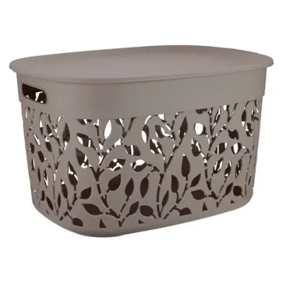 Коробка ФЛОРА 25л с крышкой французcкий серый (комплект 5 шт)