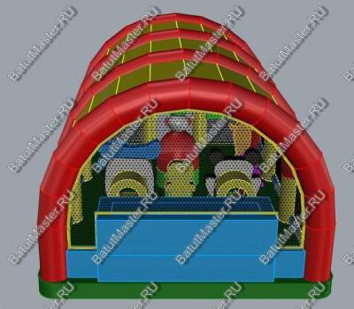 Коммерческий надувной батут "Зверята с крышей" 14*8*6 м