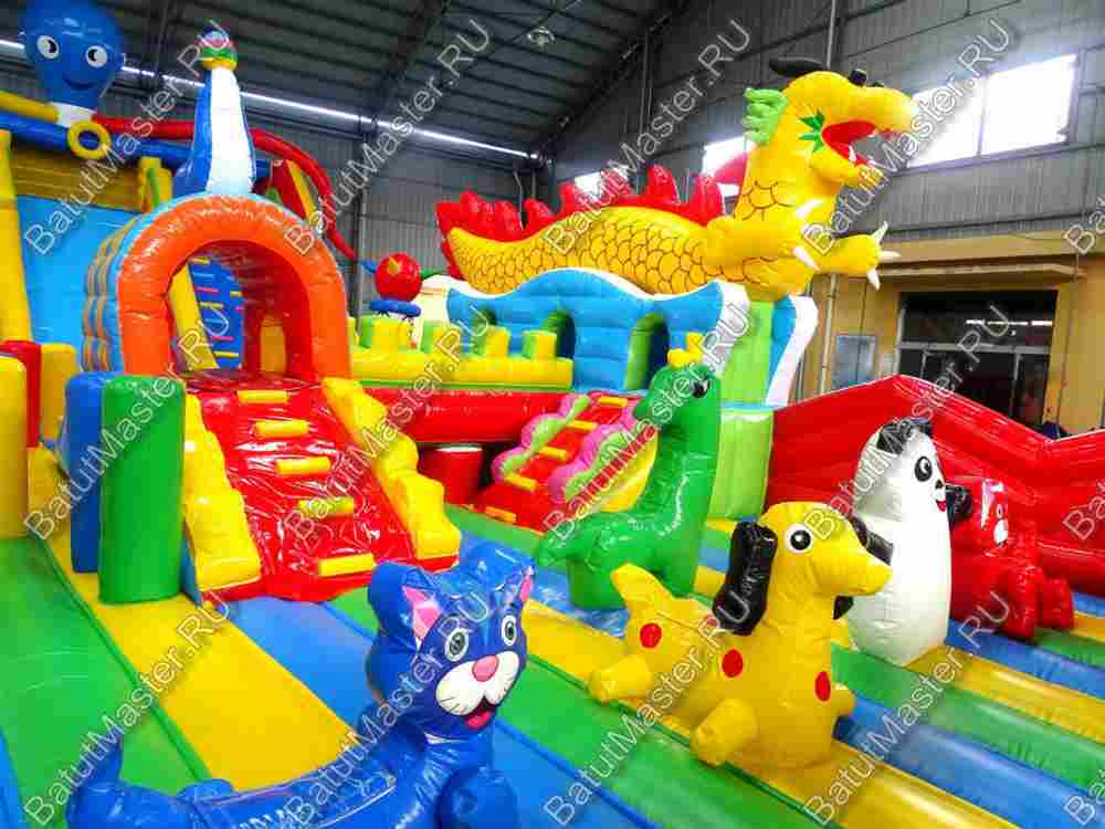 Коммерческий надувной батут "Осьминоги и драконы" 20*8*8 м