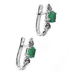 Серьги "Трим" изумруд, фианит
