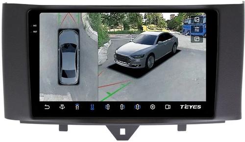 Магнитола для Smart ForTwo W451 2010-2015 - Teyes CC3-2K-360 монитор 9.5" 2K QLED на Android 10, Быстрая, CarPlay, 4G SIM-слот, 4 камеры в комплекте