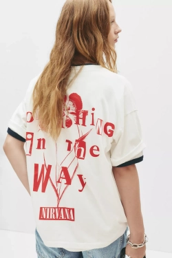 PULL&BEAR Футболка с принтом Nirvana, белый