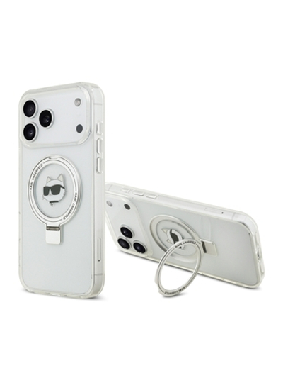 Lagerfeld для iPhone 17 Pro Max чехол IML + Ring stand NFT Choupette head Hard Transparent (MagSafe)