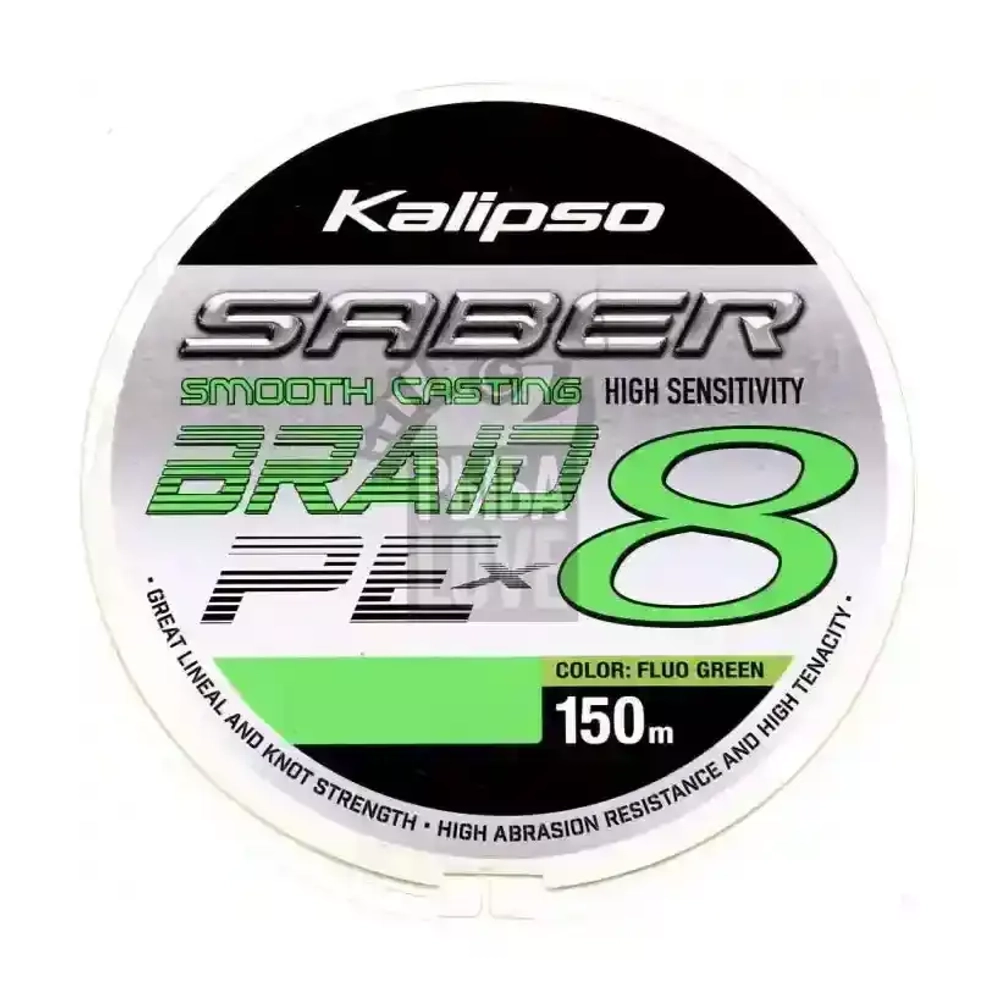 Шнур восьмижильный Kalipso Saber X8 PE Fluo Green 150m #0.6-2.5