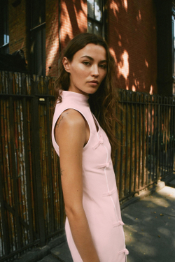 ZARA МИНИ-ПЛАТЬЕ С ЗАСТЕЖКАМИ-АЛАМАР, РОЗОВЫЙ