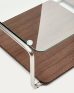 Журнальный столик Tarsel из закаленного стекла с подносом из орехового шпона