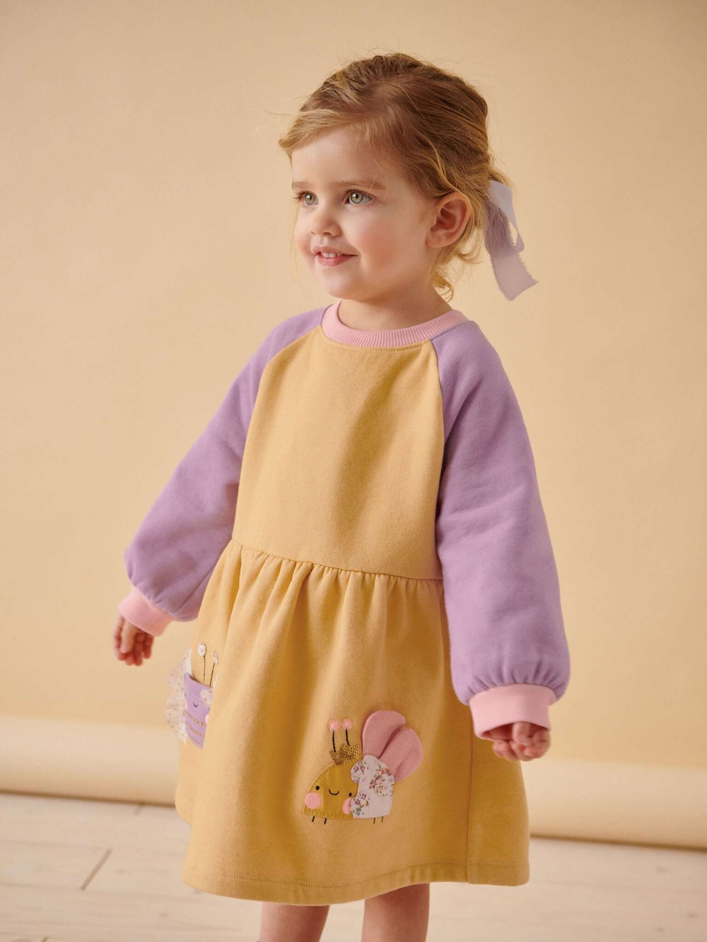 Платье для девочки Next 429-587, Светло-желтый, Сиреневый