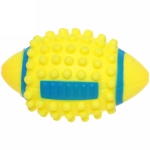 Игрушка - мячик для собак средних, мелких и крупных пород «ИГРУЛИК - РЕГБИ», цвет желтый, с пищалкой 12*7,5см (лейбл)