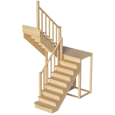 Лестница на второй этаж К-004м/2 Левая с подступенками