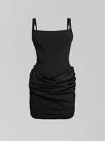 Платье Agdali Brand 1051 короткое однотонное на лямках со шнуровкой на спине