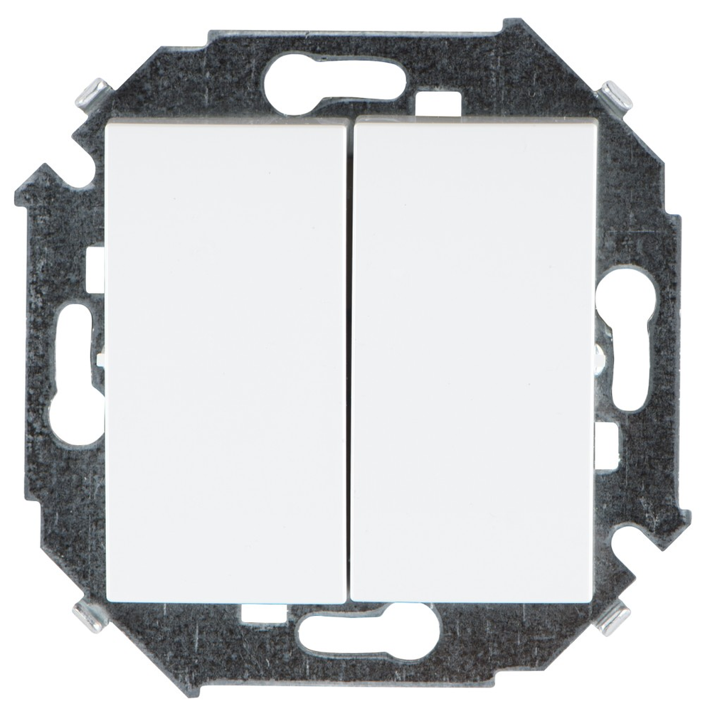 Выключатель двухклавишный 16А 250В винтовой зажим Simon 15, белый, 1591398-030