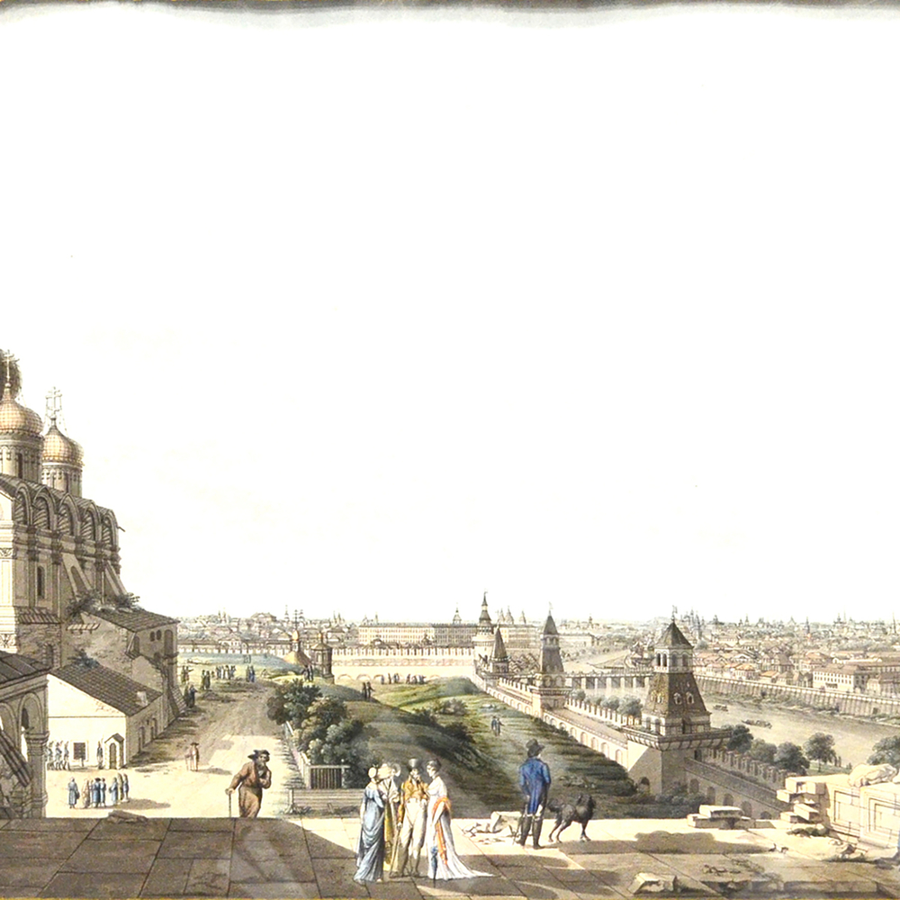 Хаммер К. Г. Вид на Москву (Vue de Moscou). Гравюра на металле, акварель. Дрезден. 1807