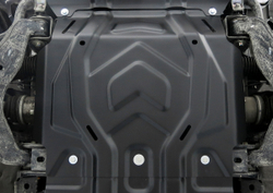Защита картера АвтоБроня для Fiat Fullback (V - 2.4D) 2016-н.в./Mitsubishi L200 V (V - 2.4D) 2015-2019 2018-н.в./Mitsubishi Pajero Sport III (V - 2.4D; 3.0) 2016-2021 2021-н.в. (устанавл-ся совместно с 111.04046.2), штампованная, сталь 1.8 мм, с крепежом, 111.04041.2