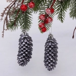 Ёлочные игрушки «Таинственное очарование» Шишки блестящие 9 см (набор 2 шт), графит