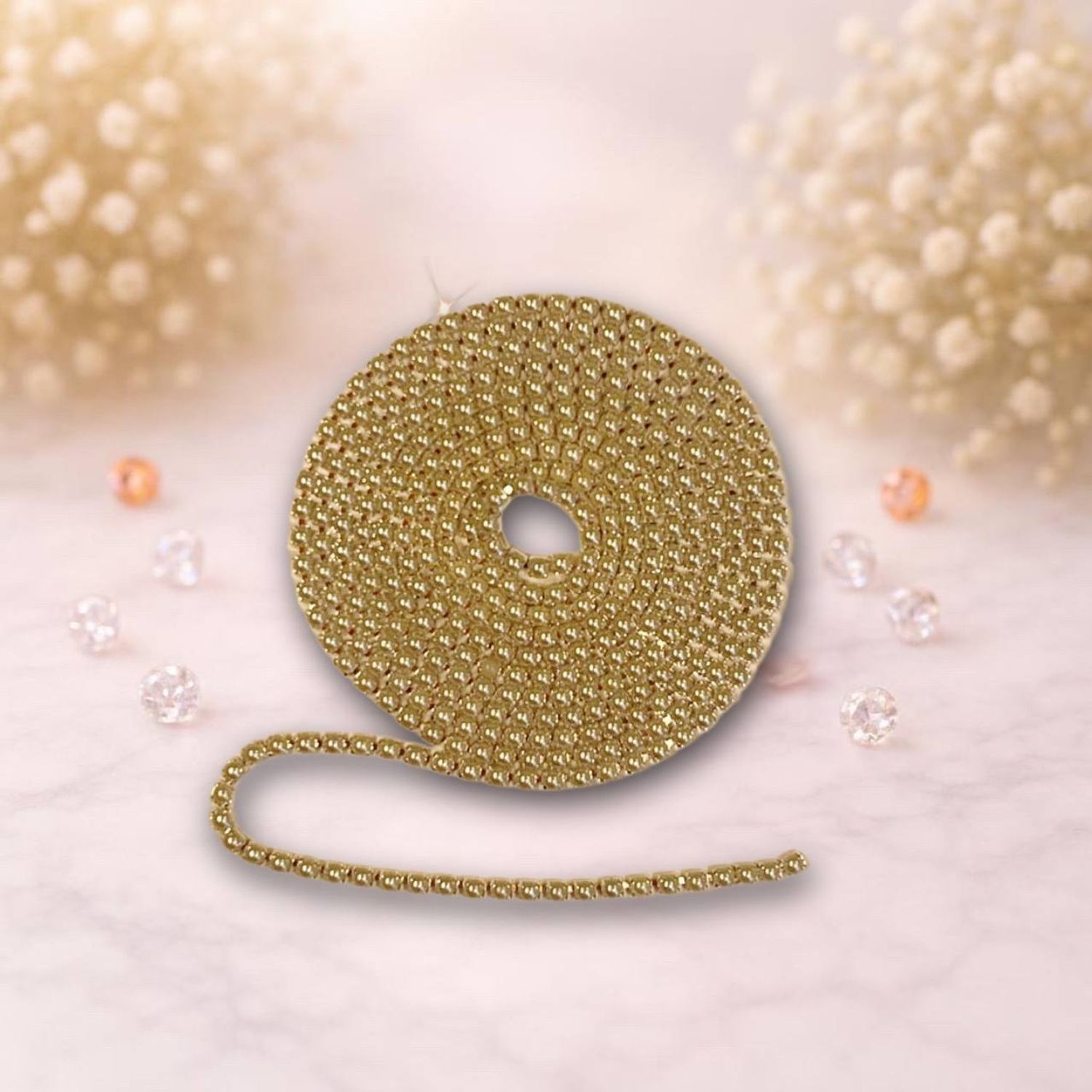 стразовая лента серебро-жемчуг 2мм , (1м)