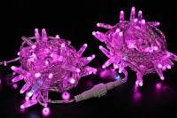 Светодиодная нить 100 розовых LED ламп, 10 м., 220В, мерцание, розовый провод ПВХ, Teamprof (TPF-S10CF-24V-CP/P)