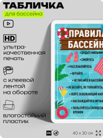Табличка для бассейна "Правила бассейна", на пляж, для общественной и частной зоны отдыха, информационная, 40х30 см, Silver Plane x Айдентика Технолоджи