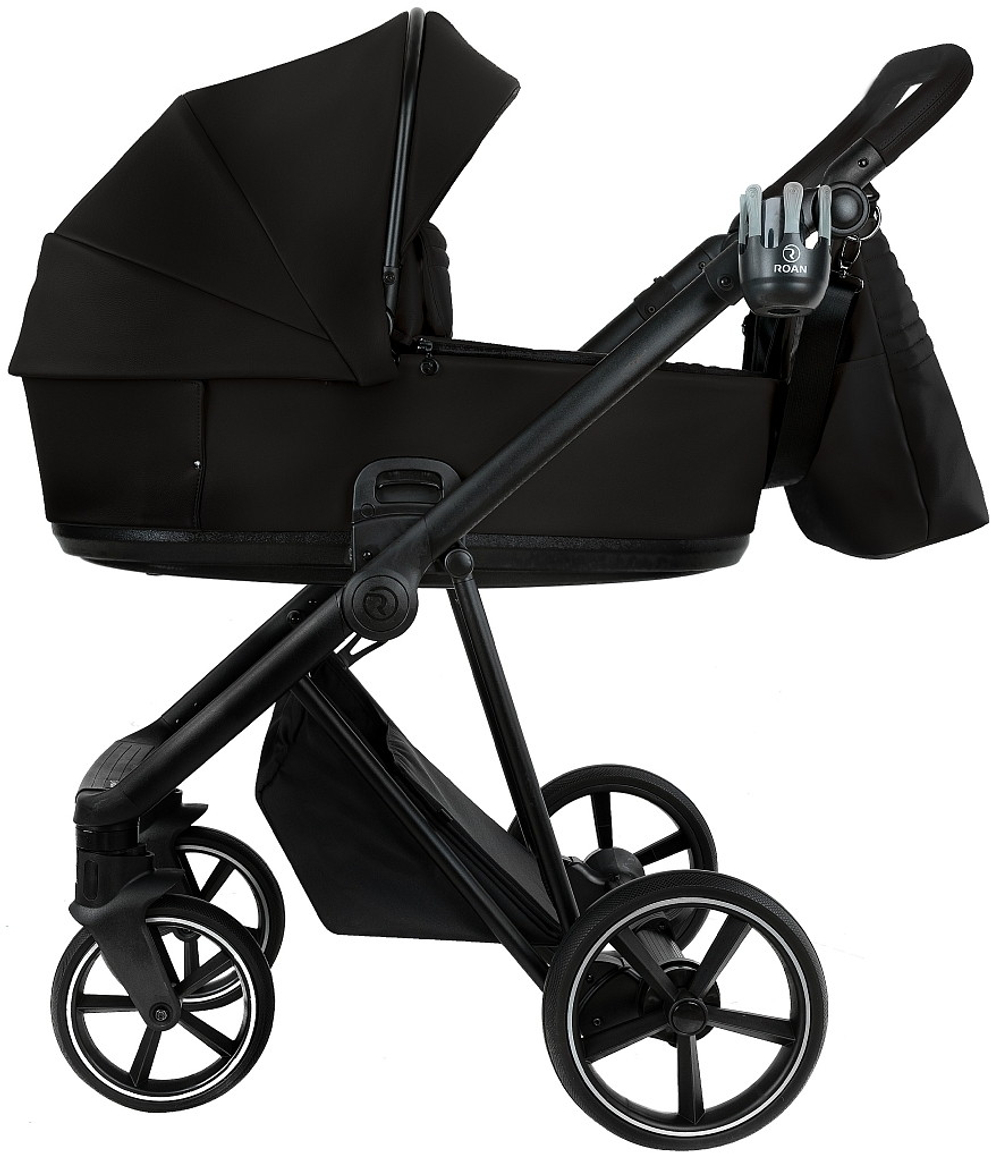 Детская коляска Roan Sol Vintage Leather 2.0 3 в 1 с автокреслом Pituso Baesa Pro Black,Beige Canopy SL/10/L Black/Black/руч.Черный