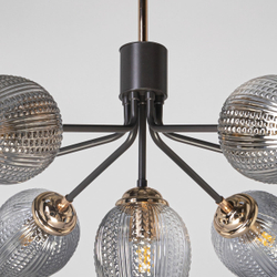 Люстра потолочная для квартиры/гостиной/кухни De City Клэр, 7 ламп, 280Вт, 14 м2, черный/дымчатый