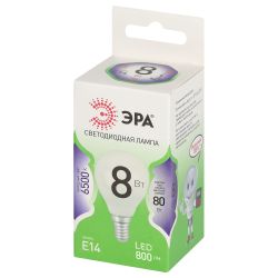 Лампочка светодиодная ЭРА GREEN LINE LED P45-8W-865-E14 GL E14 8 Вт шар холодный свет | Лампы cветодиодные Шар (G/P)