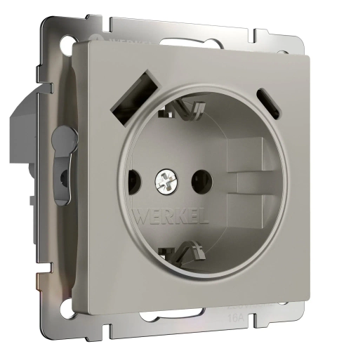 Розетка с заземлением, шторками и USB тип A+C (дымчатый) W1271704