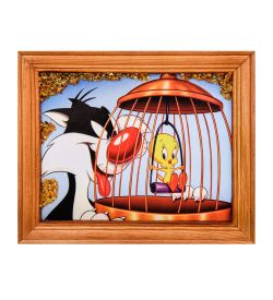 AMB-74/73 Картина «Дисней» (с янтарной крошкой) дер.краш.рамка 12х15