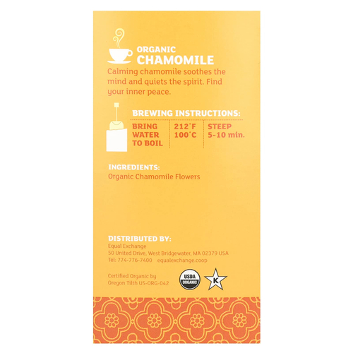 Equal Exchange, органическая ромашка, травяной чай, без кофеина, 20 чайных пакетиков, 24 г (0,85 унции)
