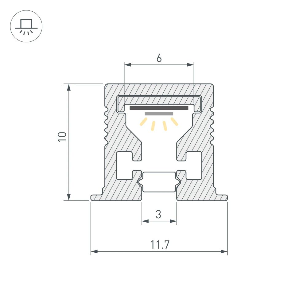 Профиль с экраном SL-MINI-3-H10-F12-2000 IRON GREY (Arlight, Алюминий+пластик) 055322