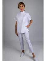 Брюки медицинские белые стрейч на резинке