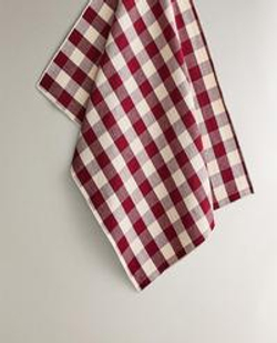 ZARA HOME КУХОННОЕ ПОЛОТЕНЦЕ В КЛЕТКУ (2 ШТ.), БОРДОВЫЙ