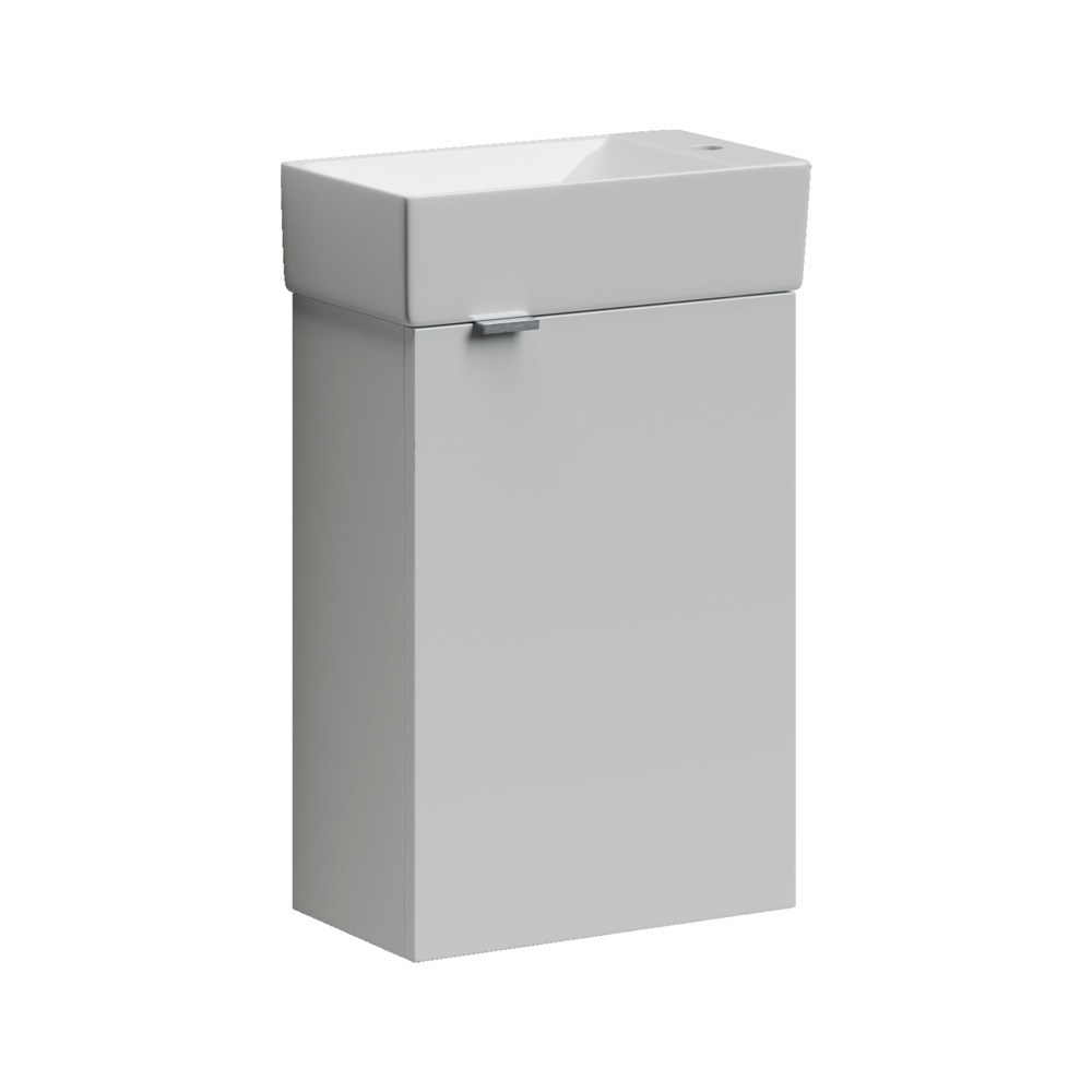 Тумба подвесная под раковину Sancos Mini, правая, белый глянец 355х205х500