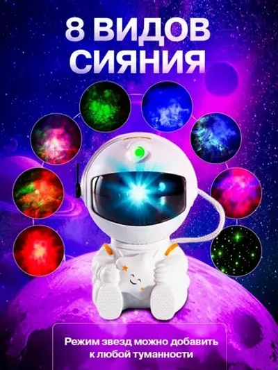 Детский ночник звездное небо проектор космонавт (пульт с батарейками)