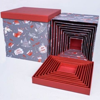 Коробка Куб 34*34*34 Happy New Year на сером 1шт