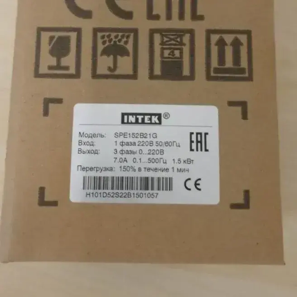 Частотный преобразователь 1,5 кВт 7A INTEK 220В Вход 1 Фаза Выход 3 Фазы