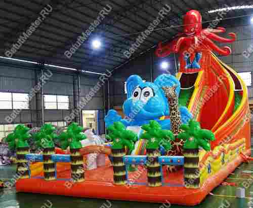 Коммерческий надувной батут "Африканские приключения" 18*9*6 м