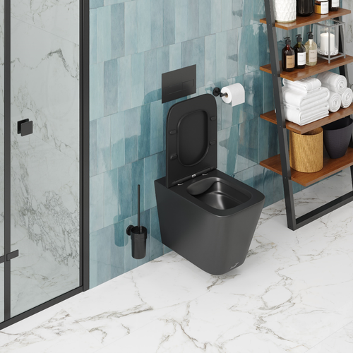 Унитаз MAIELLA Aria MB подвесной безободковый черный матовый, ТЕРМООБЖИГ (не плёнка) CT9163 Ceruttispa (500х350х320)