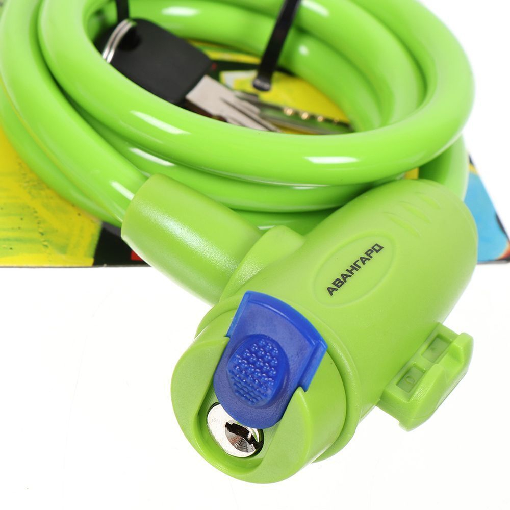 Замок велосипедный тросовый, Авангард, Техно, 1000 мм, лайм ВС-Т10, 7323