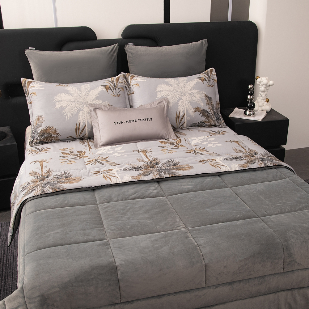 КПБ на резинке Сатин Velouria Luxe с Одеялом VLR009, Евро, 4 наволочки, простынь 180*200*25