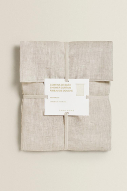 ZARA HOME ЛЬНЯНАЯ ЗАНАВЕСКА ДЛЯ ДУША, СВЕТЛО-БЕЖЕВЫЙ