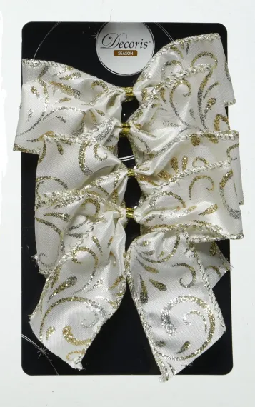 Набор бантов Римское кружево 10x10 см. 4 шт, жемчужный, Kaemingk (445331/5)