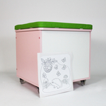 Ящик для хранения игрушек розовый с зеленой подушкой в НАЛИЧИИ