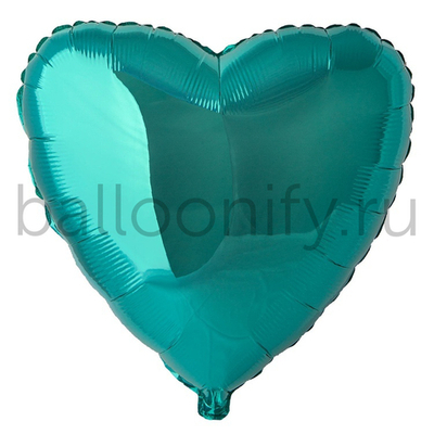 Фольгированная фигура, сердце, 18"/46СМ Металлик Turquoise