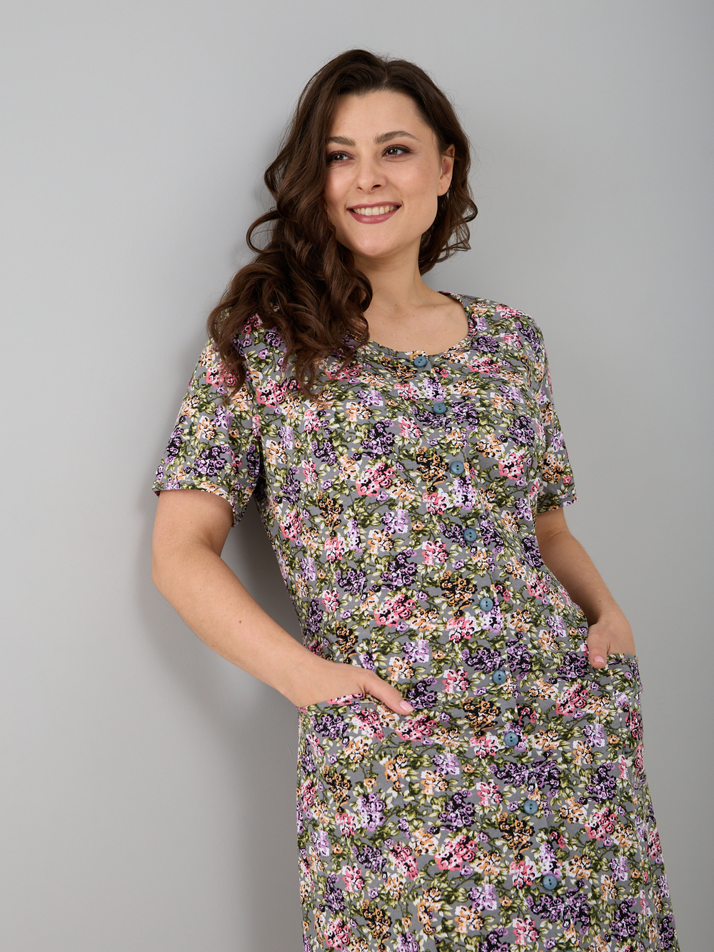 Халат Х-058/оливковый-гортензия