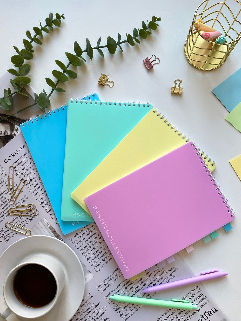 НОВИНКА! Блокнот  А5 60 л. Pastel Collection Yellow, с пластиковой обложкой, на металлическом гребне