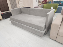 Кровать-диван с ортопедическим матрасом и ящиками, антивандальный велюр